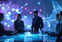 A specialist, who knows what is AI knowledge management, working at her computer