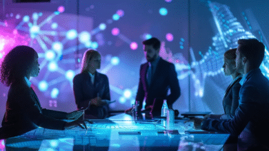 A specialist, who knows what is AI knowledge management, working at her computer